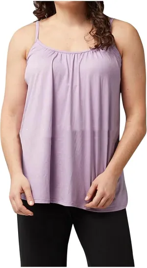 Women Plus Size Tank Top Built-in Bra Spaghetti Strap Camisole Scoop Neck Sleeveless Cami Top Loose Flowy Tunic Shirt