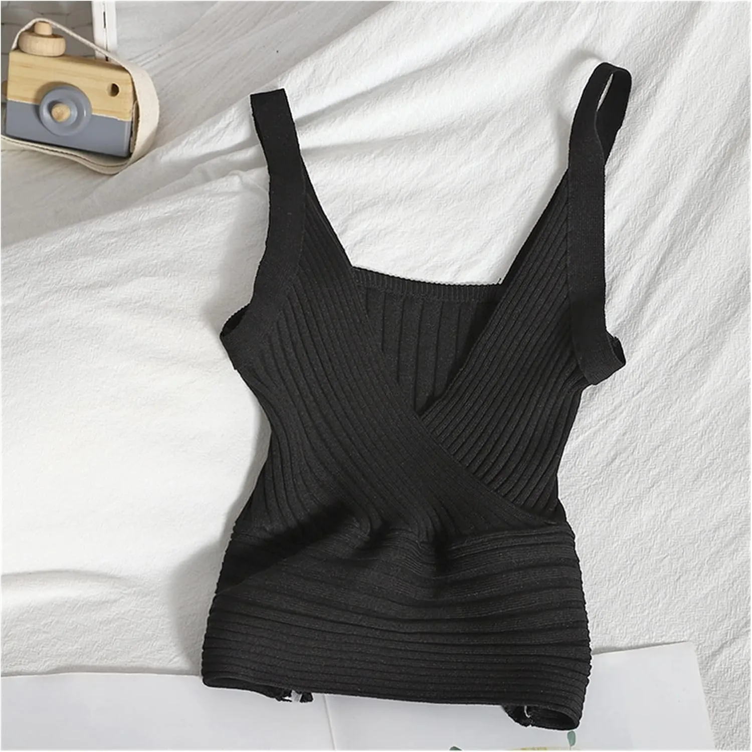 Women Tops Sexy Camisole Cropped Knitted Top