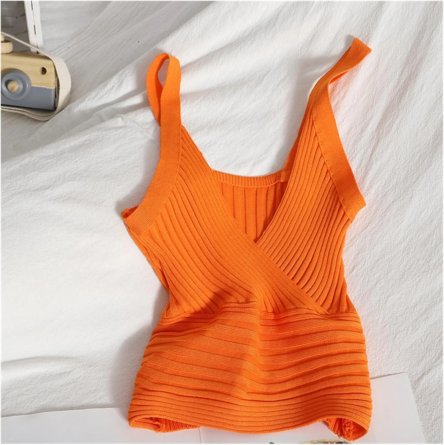 Women Tops Sexy Camisole Cropped Knitted Top