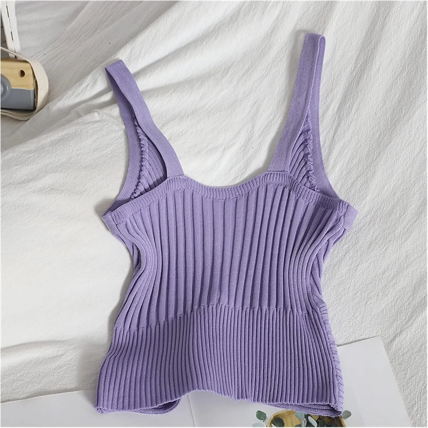 Women Tops Sexy Camisole Cropped Knitted Top