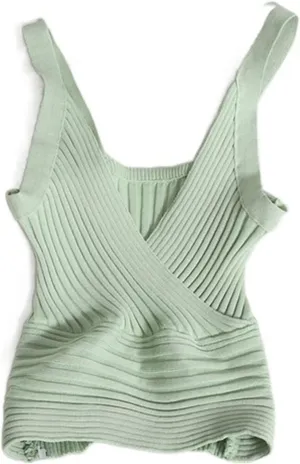 Women Tops Sexy Camisole Cropped Knitted Top
