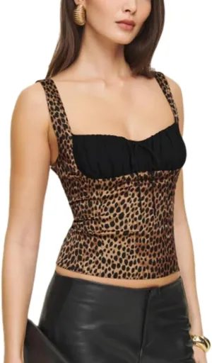 Women Y2k Cami Tank Top Sexy Leopard Print Lace Trim Sleeveless Cami Top Summer Going Out Camisole Coquette Clubwear
