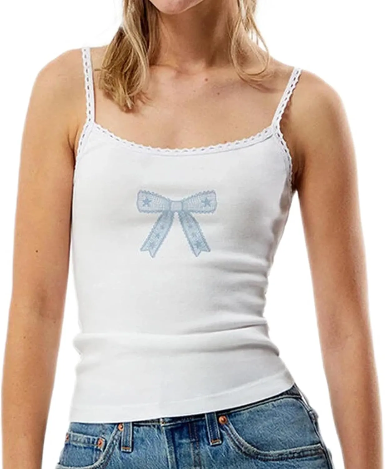 Women Y2K Cute Graphic Cami Top Floral Print Sleeveless Scoop Neck Tank Top Summer Going Out Camisole