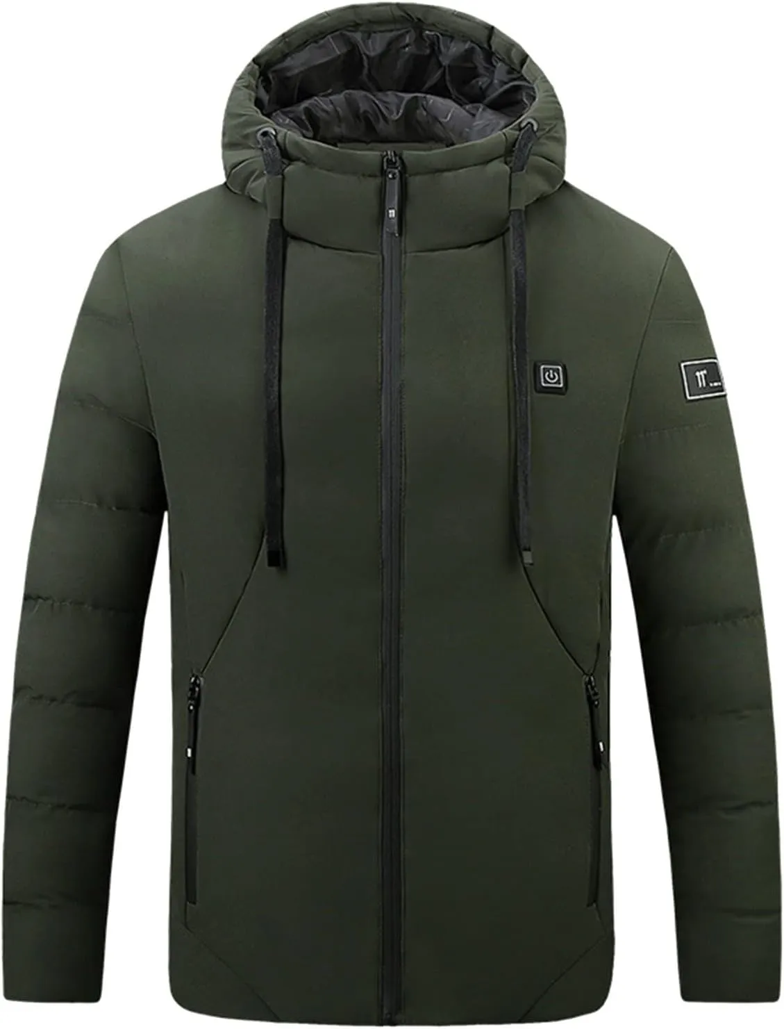Womens 2024 Winter Puffer Jacket Smart Heated Down Coats Casual Hooded Long Sleeve Drawstring Overcoat Workout Outwear