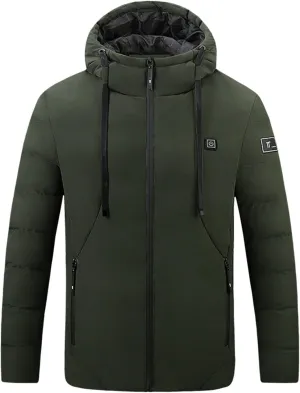 Womens 2024 Winter Puffer Jacket Smart Heated Down Coats Casual Hooded Long Sleeve Drawstring Overcoat Workout Outwear