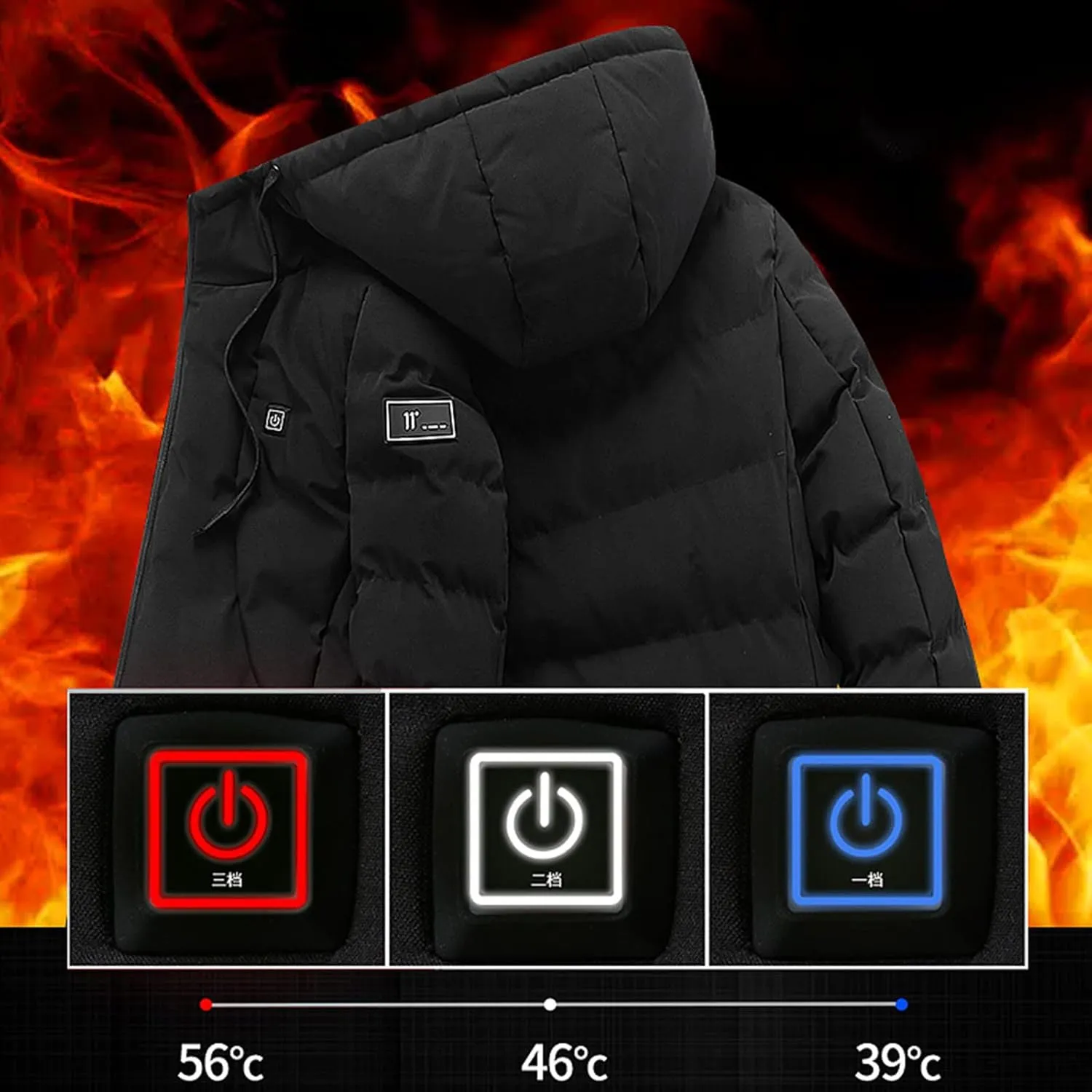 Womens 2024 Winter Puffer Jacket Smart Heated Down Coats Casual Hooded Long Sleeve Drawstring Overcoat Workout Outwear