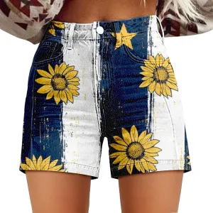 Women's American Flag Printed Denim Shorts High Waisted Patriotic Shorts Jeans Casual 4Th of July Summer Hot Short