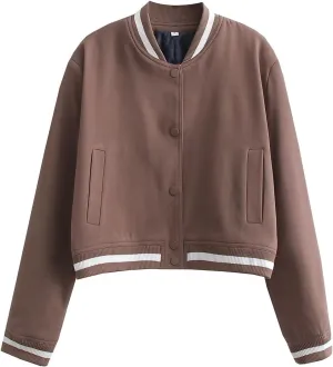 Women's Baseball Jackets 2024 Spring Casual Varsity Velvet Short Coats Outwear