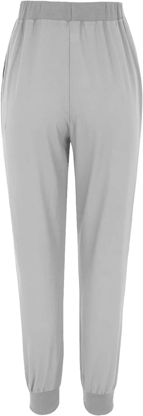 Womens Casual Pants Summer Linen Joggers Straight Leg Comfy Elastic High Waisted Beach Pants Loose Gauze Pants with Pockets
