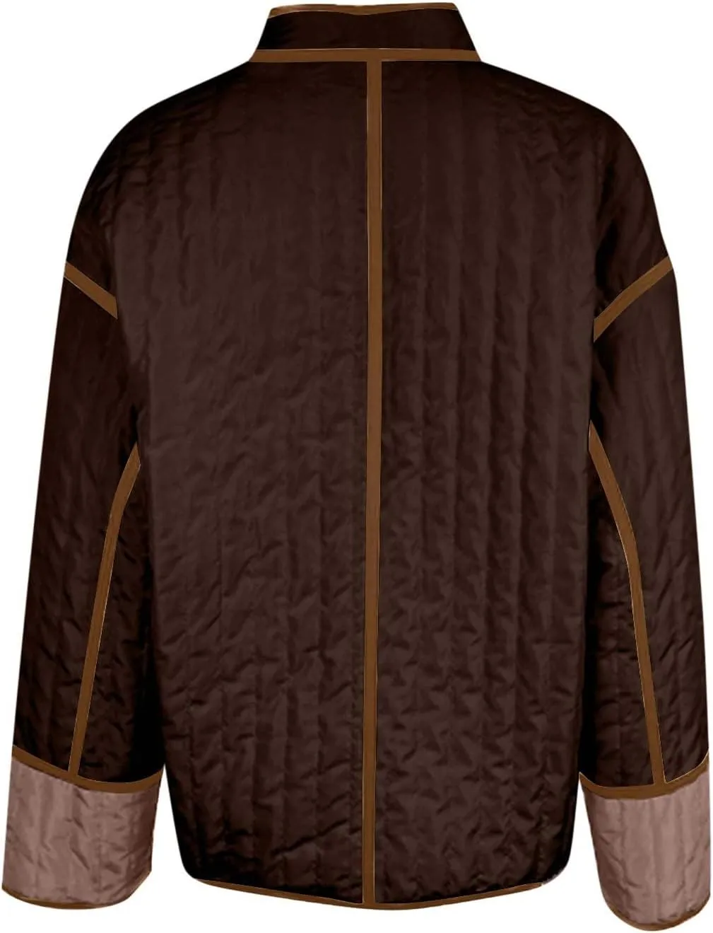 Womens Casual Quilted Jacket Winter Lightweight Color Block Padded Coat Y2k Long Sleeve Cropped Cotton Jackets