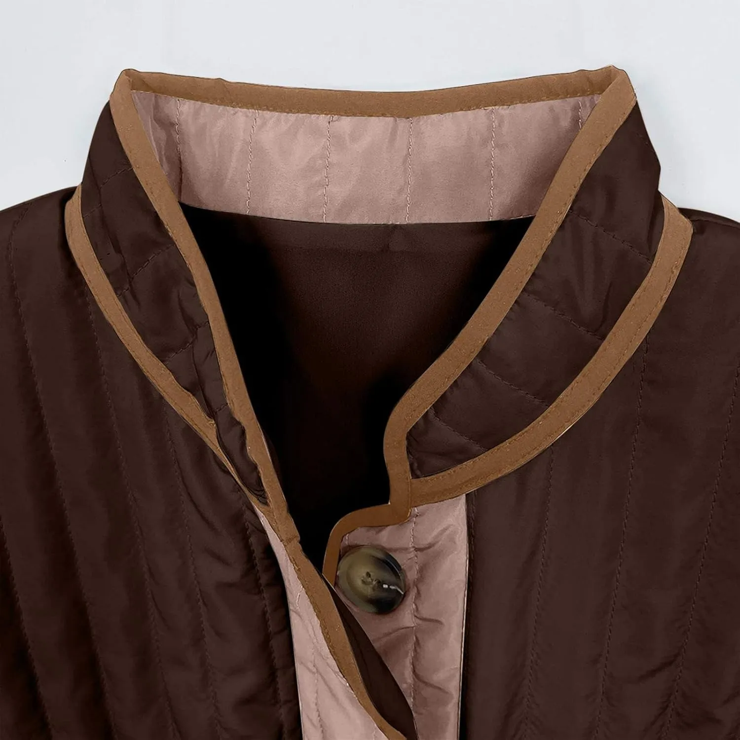 Womens Casual Quilted Jacket Winter Lightweight Color Block Padded Coat Y2k Long Sleeve Cropped Cotton Jackets