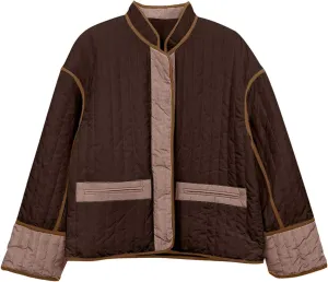 Womens Casual Quilted Jacket Winter Lightweight Color Block Padded Coat Y2k Long Sleeve Cropped Cotton Jackets