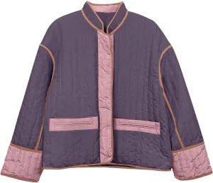 Womens Casual Quilted Jacket Winter Lightweight Color Block Padded Coat Y2k Long Sleeve Cropped Cotton Jackets