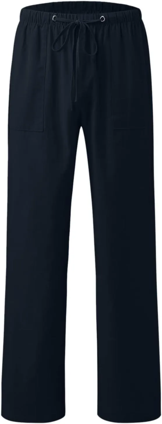 Women's Cotton Linen Pants Palazzo Summer Wide Leg 2024 Casual Loose Drawstring High Waist Beach Pants Trousers