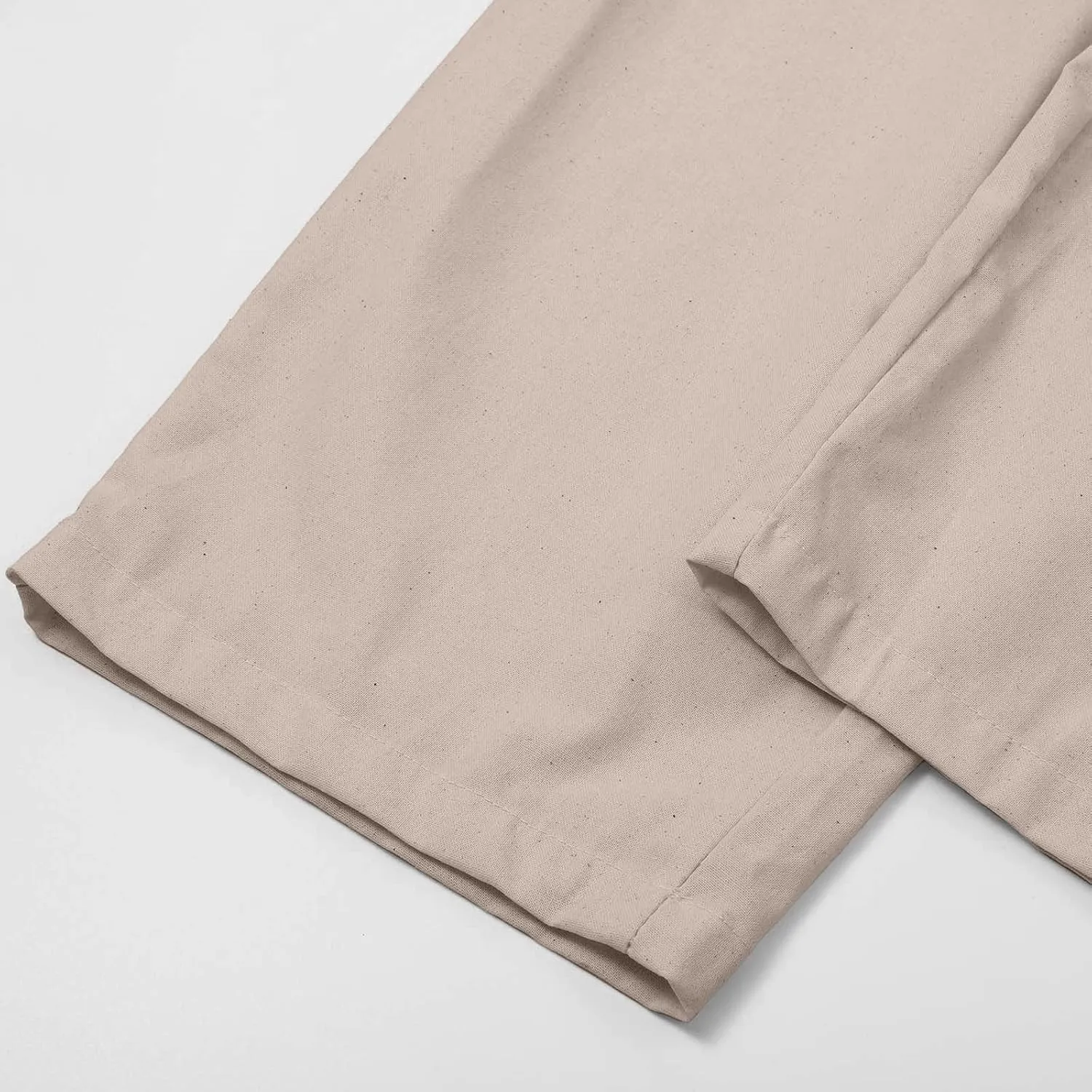 Womens Cotton Linen Straight Leg Pants Summer Drawstring Elastic High Waist Pants Casual Trousers with Pockets