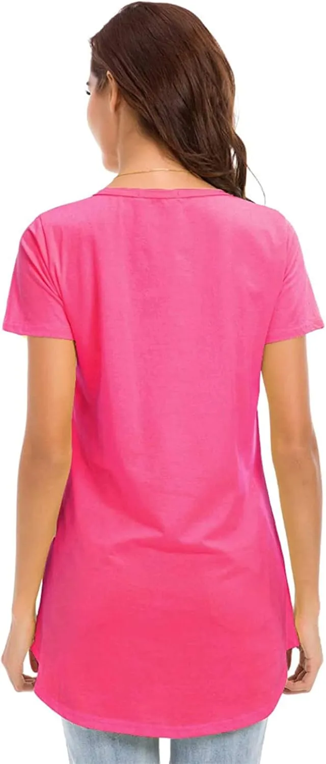 Women's Cotton T-Shirts Short Sleeve Loose Comfy Basic Plain Tunic Tee