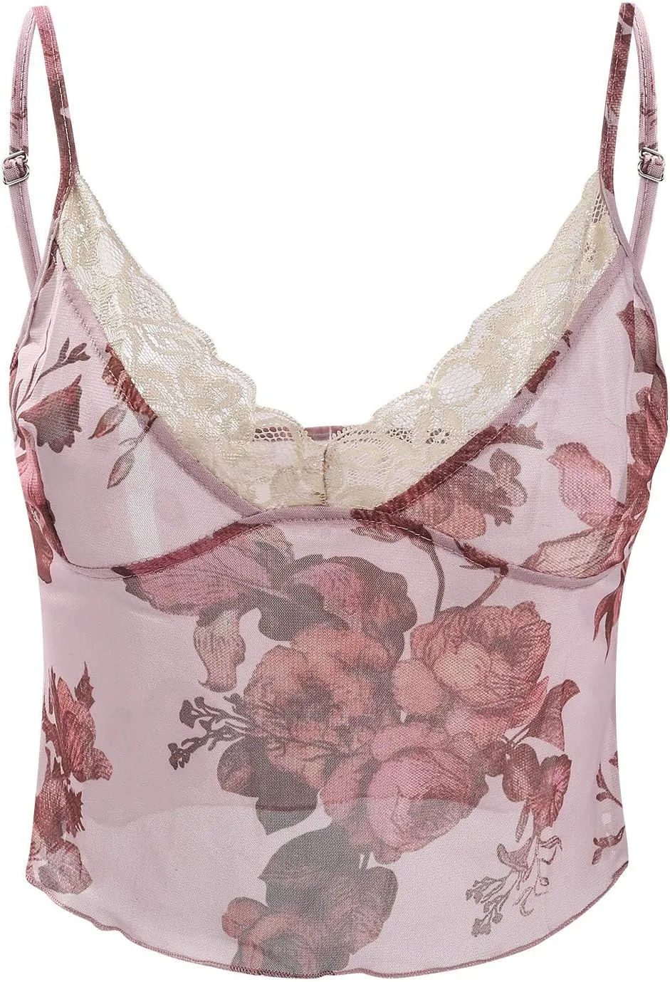 Womens Lace Crop Top Sexy V Neck Spaghetti Strap Tank Top Spliced Cami Sleeveless Patchwork V-Neck Camisole Shirt