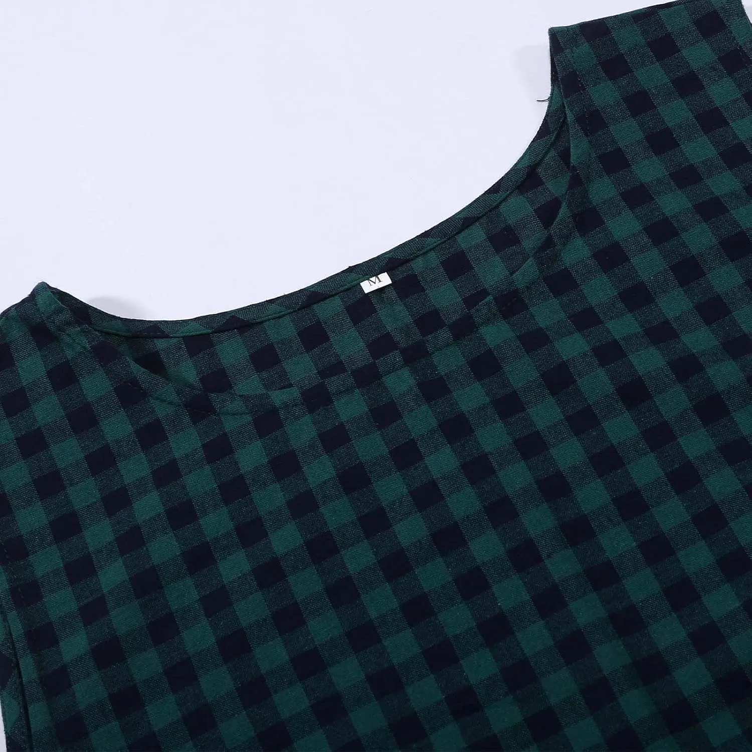 Womens Plaid 2 Pieces Lounge Pants Sets Y2K Sleeveless Gingham Crop Tank Top Outfits Baggy Wide Leg Barrel Loungewear Suits