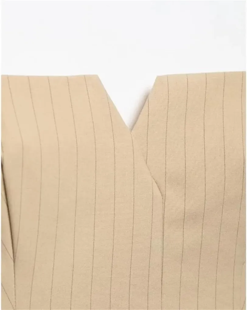 Women's Pleated Striped Side Zipper Camisole Top