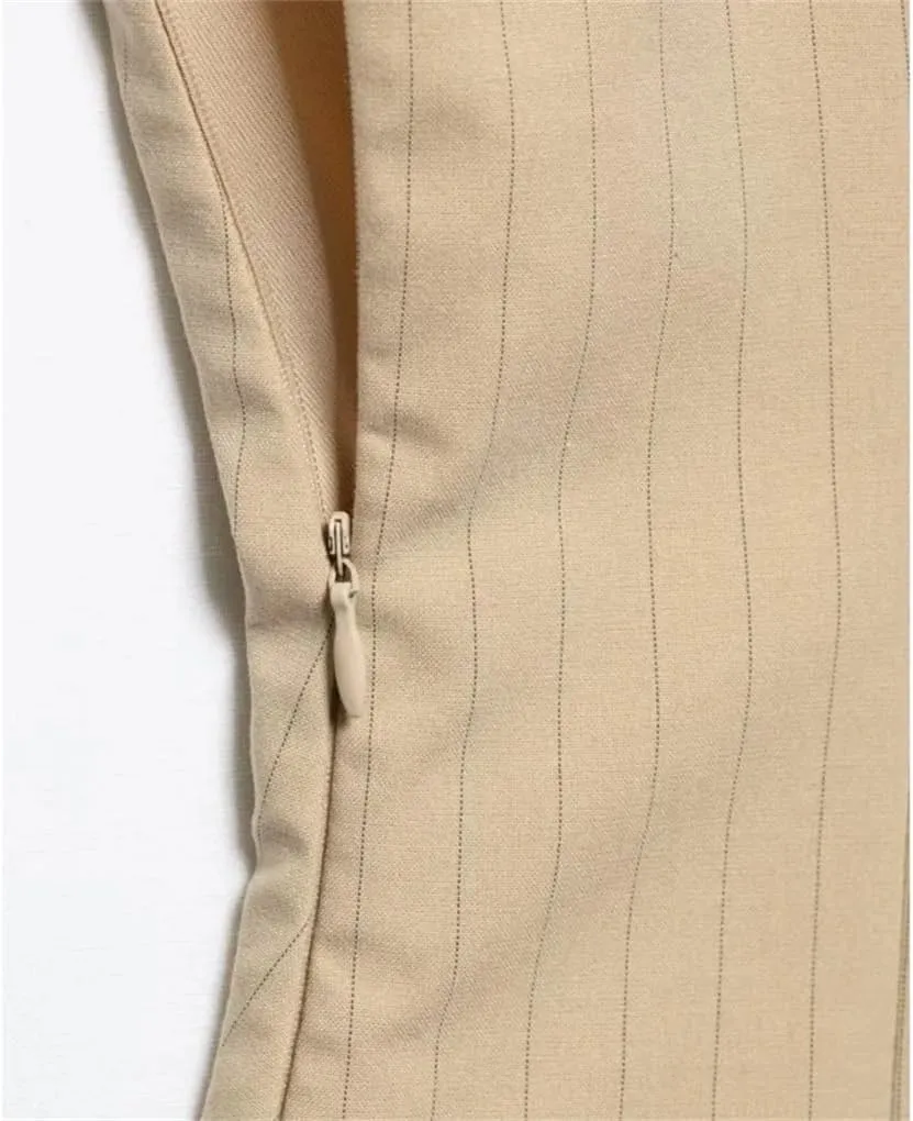 Women's Pleated Striped Side Zipper Camisole Top