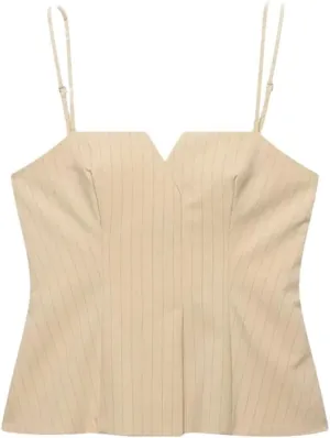 Women's Pleated Striped Side Zipper Camisole Top