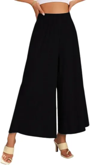 Women's Satin High Waist Pants Casual Pleated Loose Business Trousers Straight Leg Office Slacks Pants with Pockets