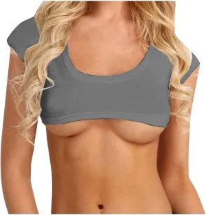 Womens Sexy Stripper Top Cleavage Cover Up Mini Crop Tank Top Crewneck Tiny Slutty Tops Funny Bikini for Women