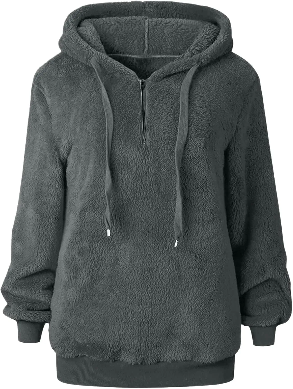 Women's Sherpa Quarter Zip Pullover Oversized Trendy Comfy Blanket Hoodies Y2k Loose Fit Sweatshirt Winter Clothes