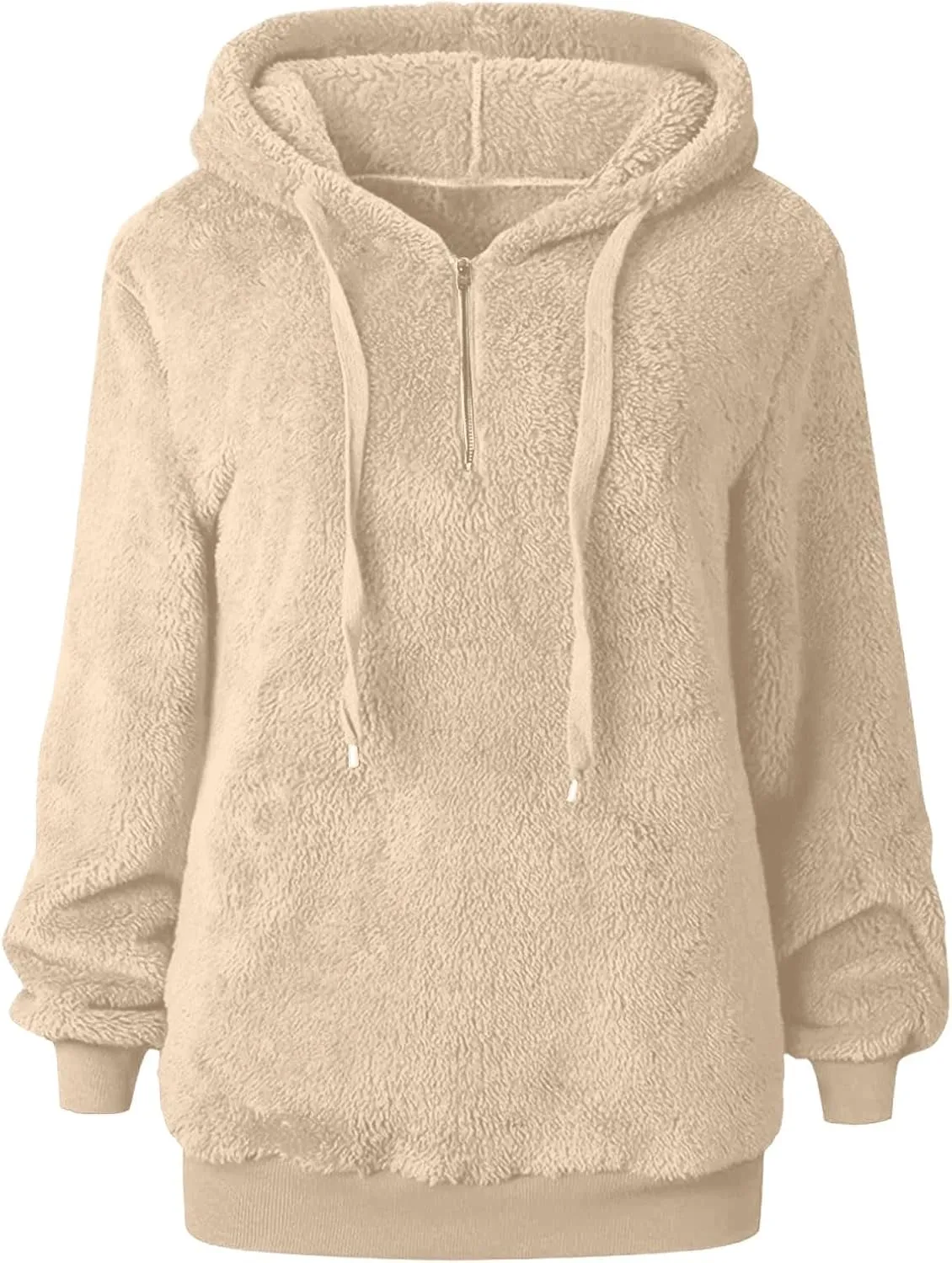 Women's Sherpa Quarter Zip Pullover Oversized Trendy Comfy Blanket Hoodies Y2k Loose Fit Sweatshirt Winter Clothes