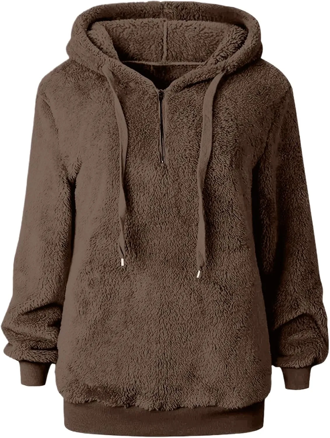 Women's Sherpa Quarter Zip Pullover Oversized Trendy Comfy Blanket Hoodies Y2k Loose Fit Sweatshirt Winter Clothes