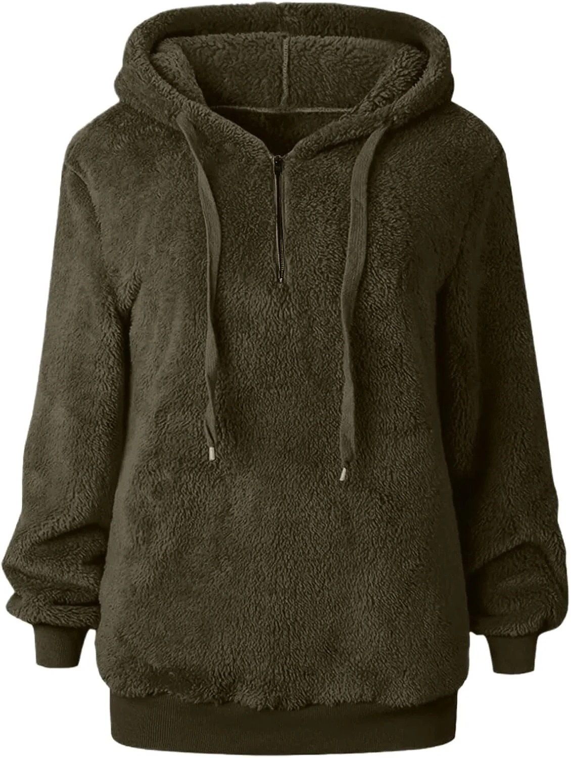 Women's Sherpa Quarter Zip Pullover Oversized Trendy Comfy Blanket Hoodies Y2k Loose Fit Sweatshirt Winter Clothes