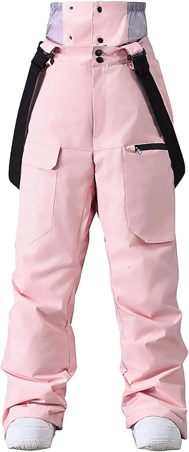 Womens Strap Ski Pants Insulated Windproof Warm Snowboard Thick Overalls Outdoor Skiing Climbing 2025 Winter Trouses
