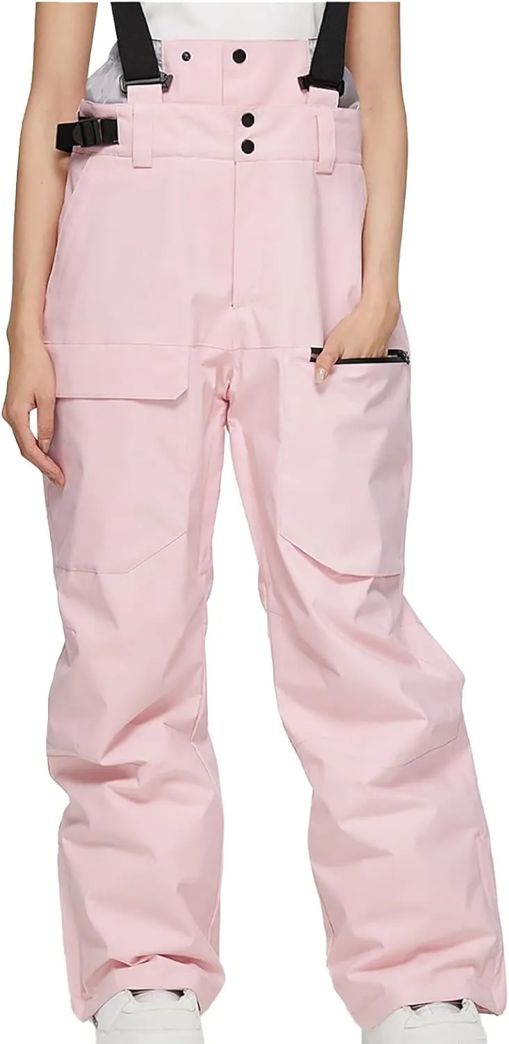 Womens Strap Ski Pants Insulated Windproof Warm Snowboard Thick Overalls Outdoor Skiing Climbing 2025 Winter Trouses