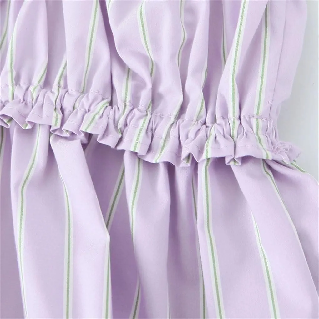 Women's Striped Sleeveless Sweet Bow Camisole Top