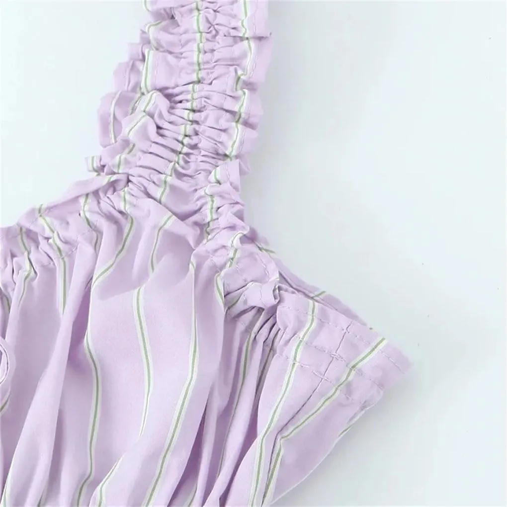 Women's Striped Sleeveless Sweet Bow Camisole Top