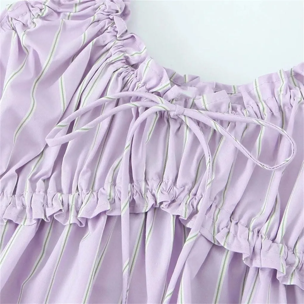 Women's Striped Sleeveless Sweet Bow Camisole Top