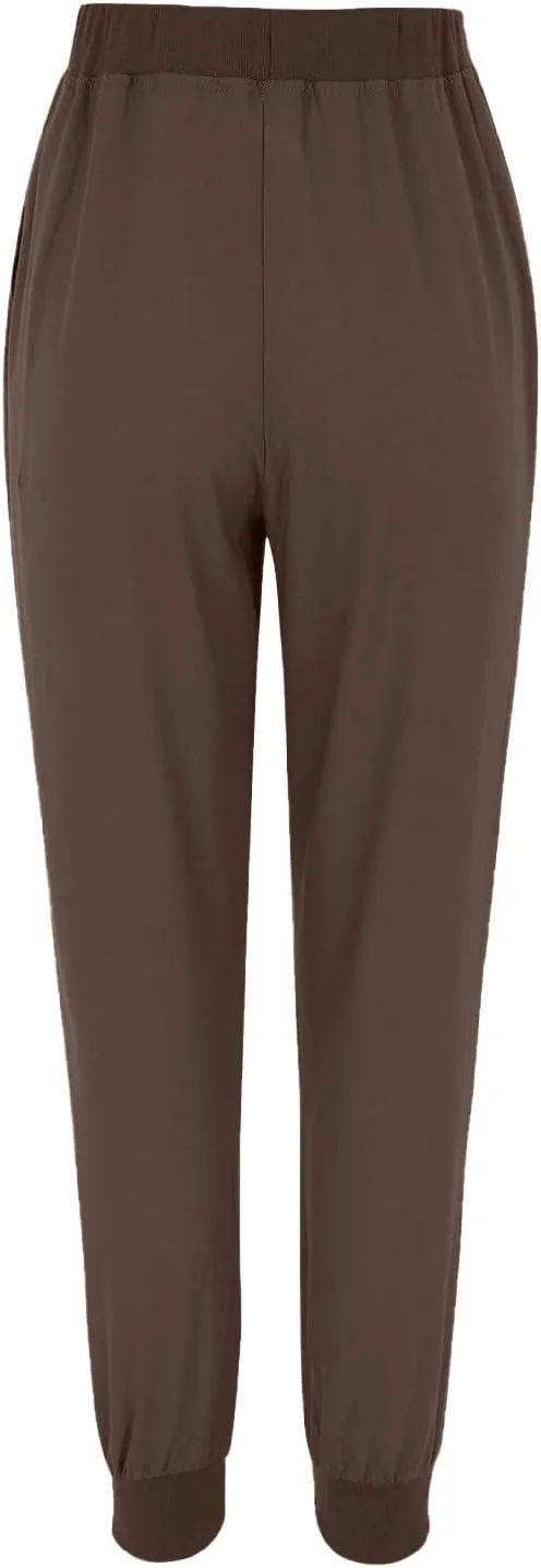 Womens Tapered Pants Cotton Linen Casual Trousers Lightweight Drawstring Travel Beach Joggers Slacks with Pockets