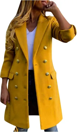 Women's Trench Coat, Trendy Classic Overcoat Mid Long Slim Jackets Winter Warm Outerwear Windproof Coats 2024