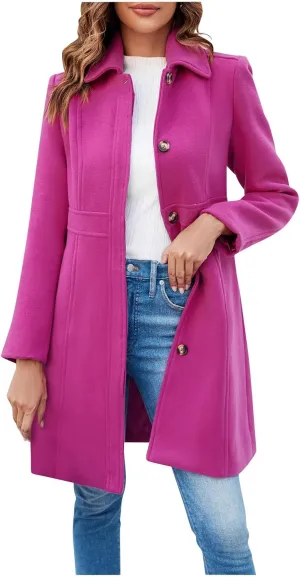 Women's Trench Coats Trendy 2024 Winter Warm Long Coat Slim Classic Solid Color Trench Coats