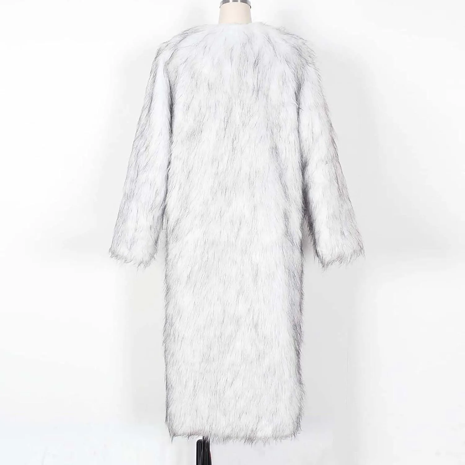 Womens Warm Long Fuzzy Coats Open Front Faux Fur Floor Length Overcoat Heavyweight Luxurious Warm Cozy Outerwear