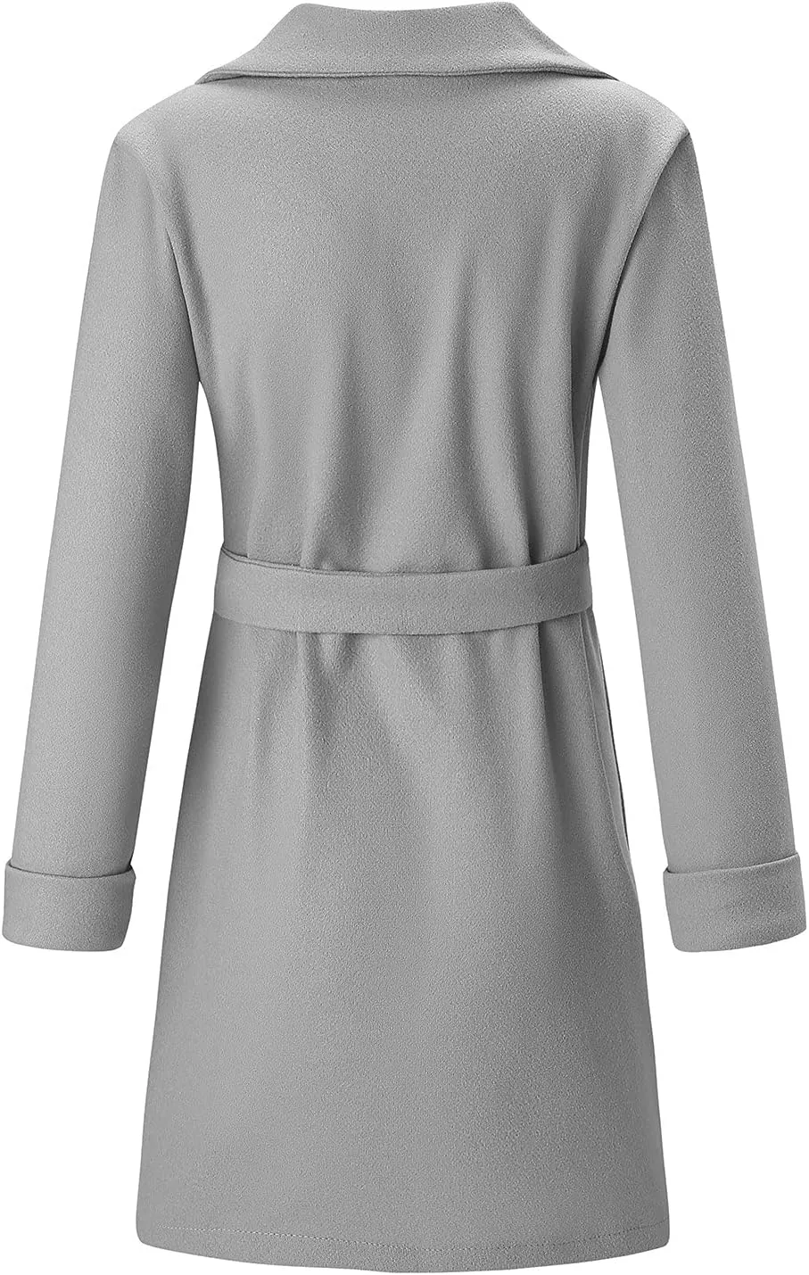 Women's Winter Coats 2024 Elegant Open Front Belted Peacoat Casual Fall Collar Woolen Overcoat Fashion Trench Coat