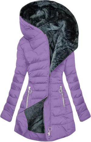 Womens Winter Coats Fleece Lined Thicken Puffer Jackets with Hood Zipper Long Warm Overcoat 2024 Trendy Down Jacket