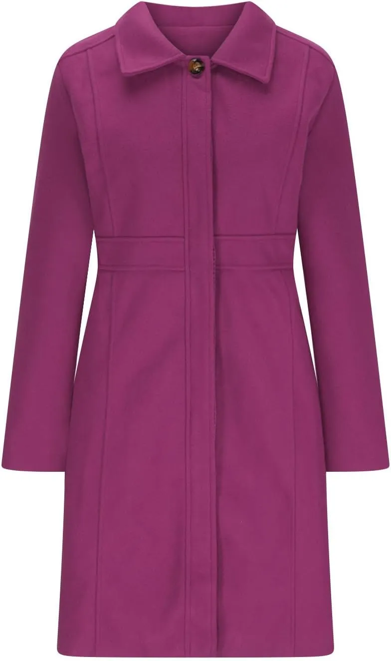 Womens Winter Wool Coats Elegant Single Breasted Long Trench Coat Midi Length Peacoat Bussiness Jacket With Pockets