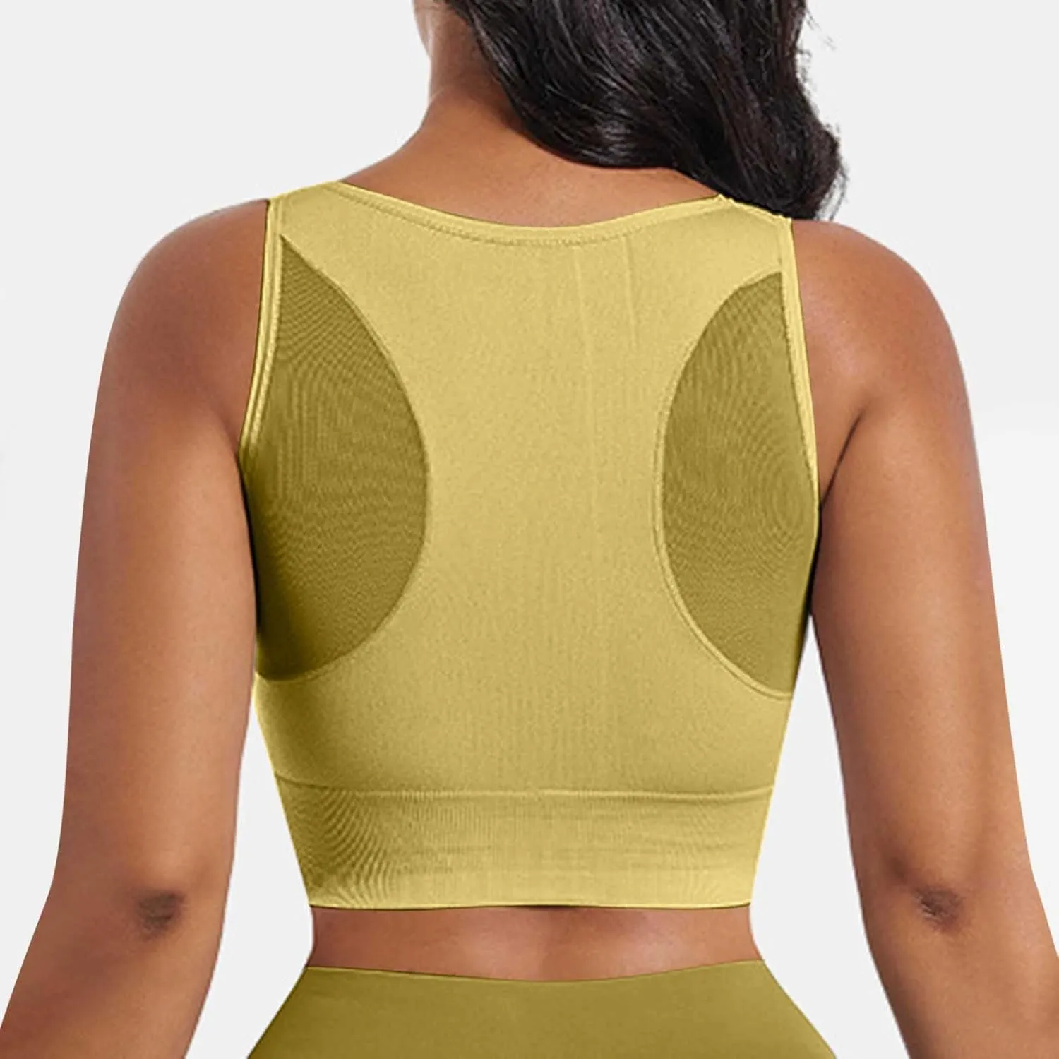 Women's Yoga Tank Top Mesh Splicing Breathable Workout Crop Top Gym Sports Vest Quick Dry Moisture Wicking Yoga Bras