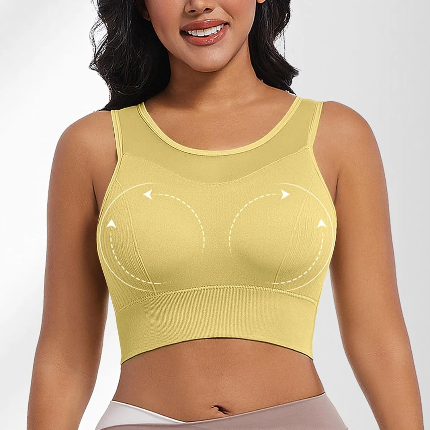 Women's Yoga Tank Top Mesh Splicing Breathable Workout Crop Top Gym Sports Vest Quick Dry Moisture Wicking Yoga Bras