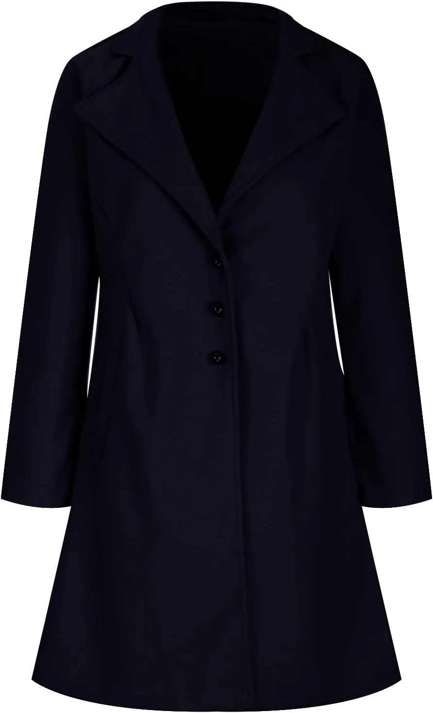 Wool Coats for Women Notched Lapel Collar Peacoat Fall Winter Elegant Outerwear Overcoat Trendy Woolen Trench Coat