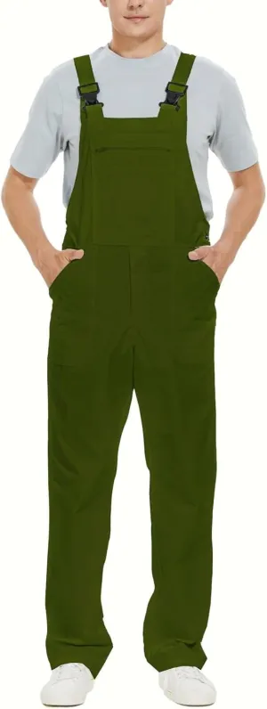 WORK IDEA Men's Bib Overalls Workwear Fashion Lightweight Jumpsuit with Pockets