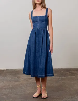 Xiomara Hook   Eye Cotton Denim Dress