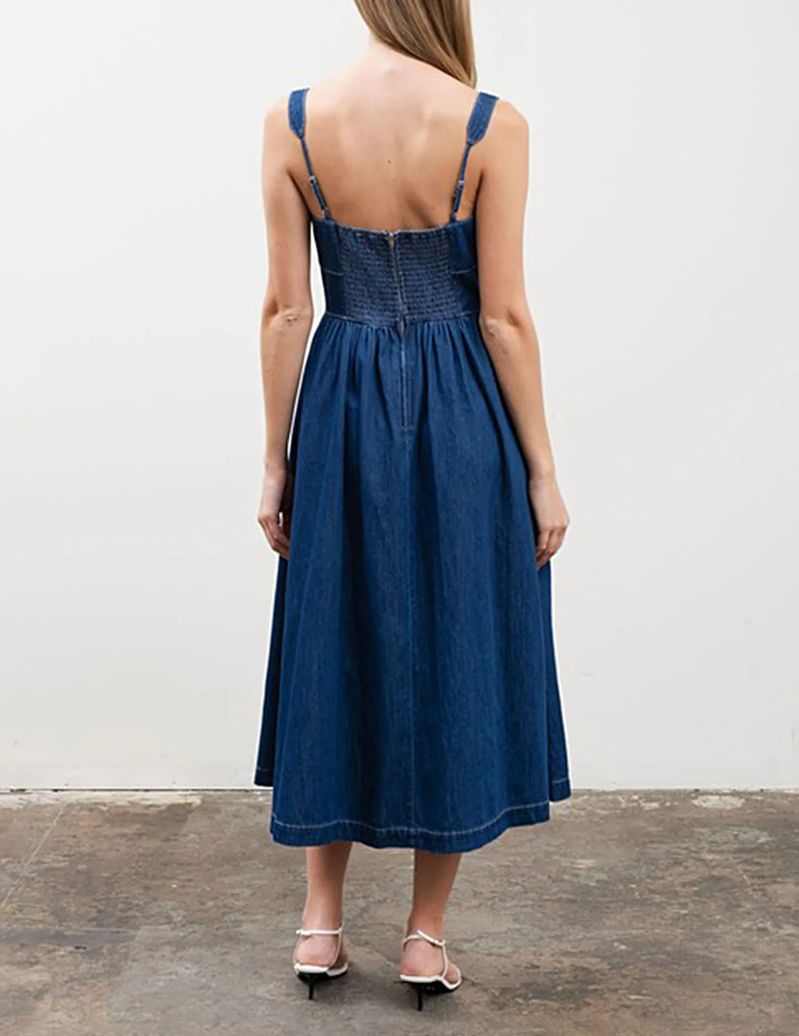 Xiomara Hook   Eye Cotton Denim Dress