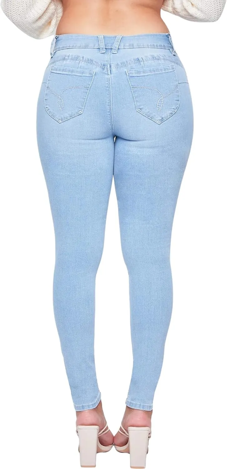 YMI Womens Wannabettabutt Mid-Rise Skinny Jean Made with Recycled Fibers